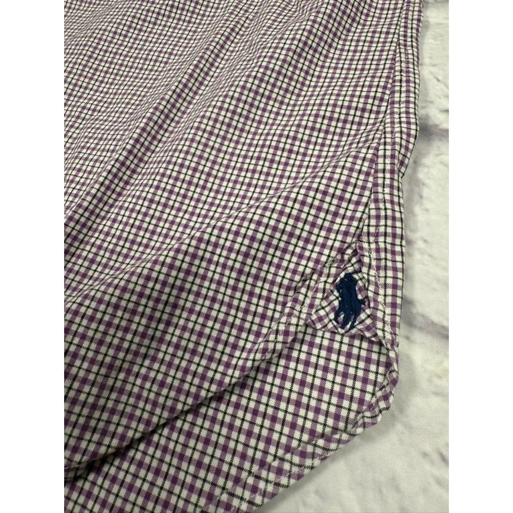 Polo Ralph Lauren Shirt Mens 16-41 Purple‎ Check Long Sleeve Button Up Cotton - Picture 2 of 10